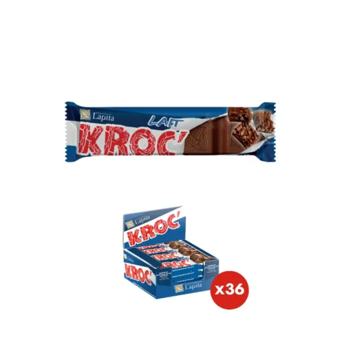 Barre de chocolat au laitau riz souffé Kroc Lapita 55g